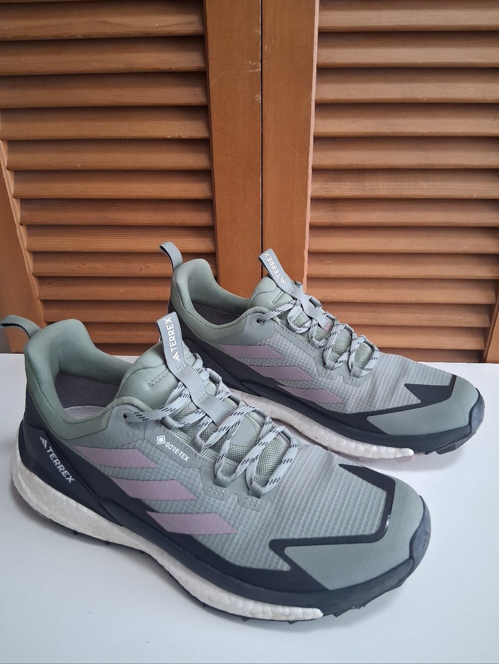 adidas Terrex Olive Green with Pink Accent Trail Running Shoes - Picture 4 of 8